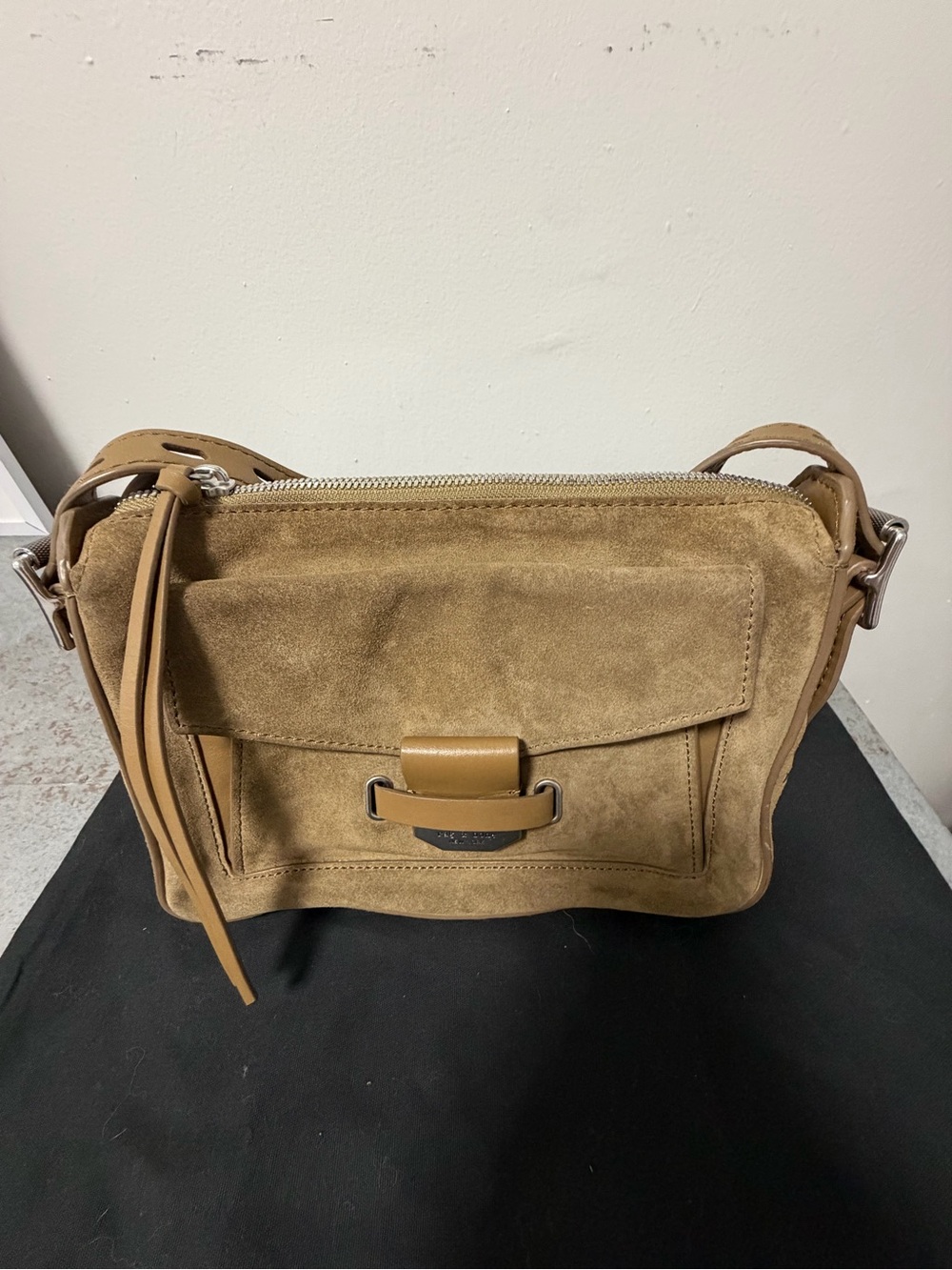 Rag & Bone Olive/Tan Suede Small Field Messenger crossbody with Leather Strap